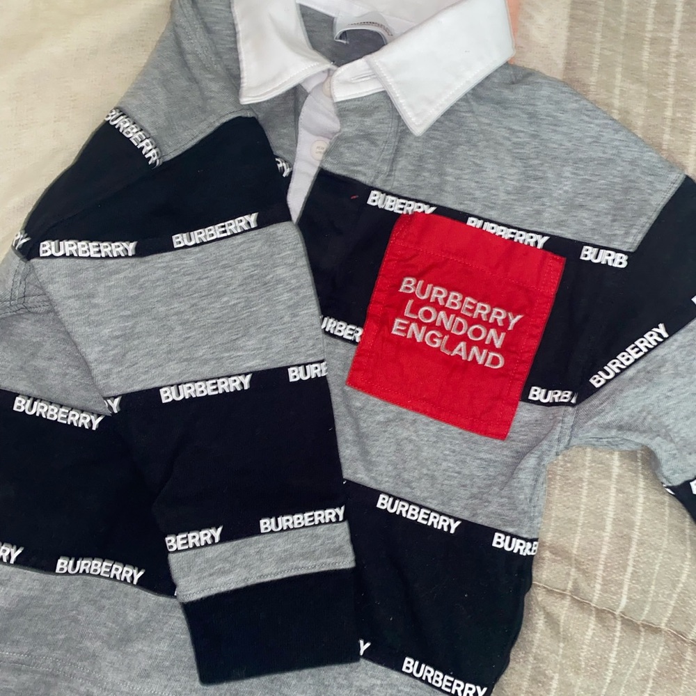 Little boys Burberry long sleeve polo